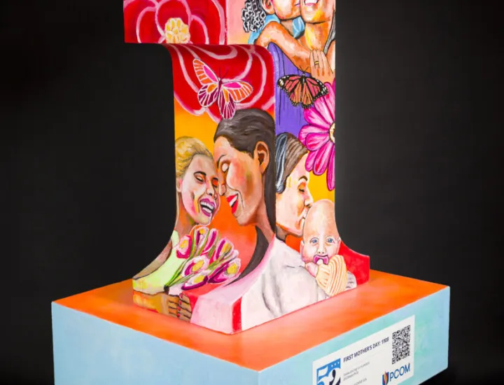 Painted Number One Statue by artist Allegra Yvonne Gia