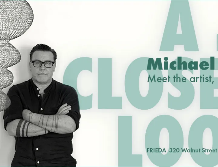 Michael Rex Photo with hanging sculpture