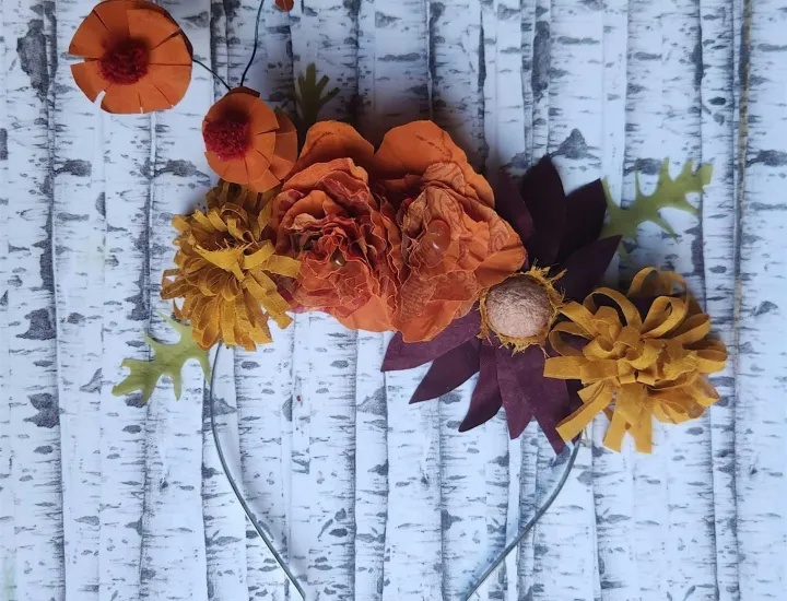 Flower crown handmade silk flowers on metal headband 