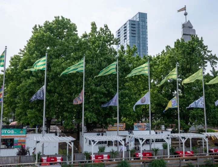 16 flags fly at Spruce Street Harbor Park