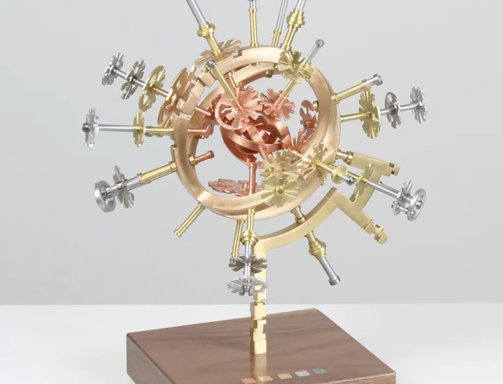 “AstroObject (2d.x1)” medium: copper, bronze, brass, steel, aluminum, walnut