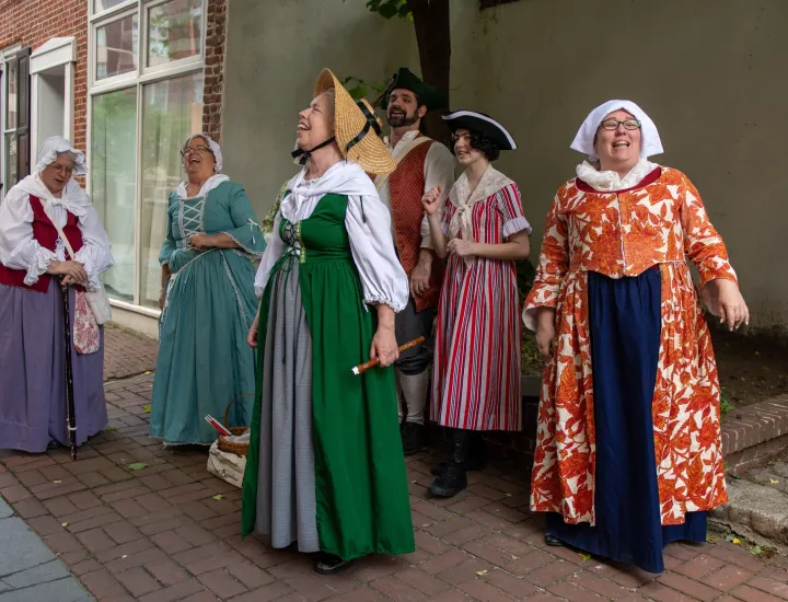 The Colonial Revelers singing 18th century songs on Elfreth's Alley