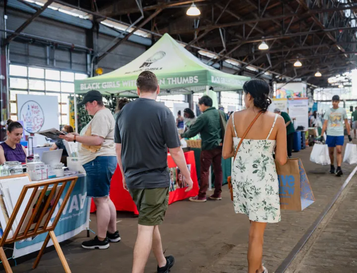 Attendees strolling EcoFair 