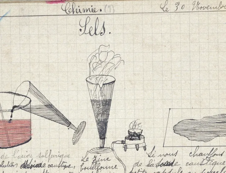 notebook drawing of a chemistry experiment