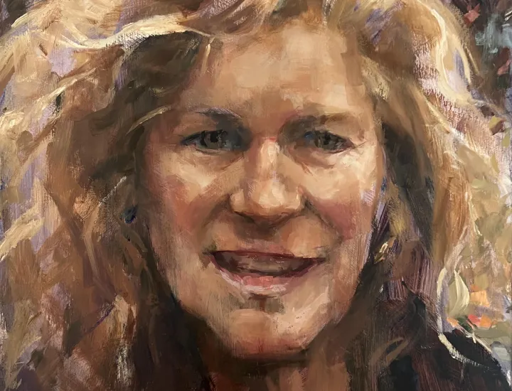 "Gardener "oil on wood 12" x 12" 
