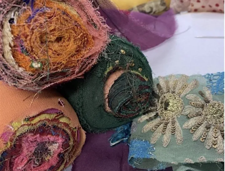 Repurposed fabrics to embroider 
