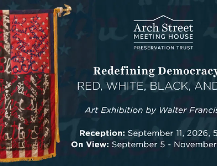 Image of Walter Francis Elling's artwork, an American flag with painted phrases and words.