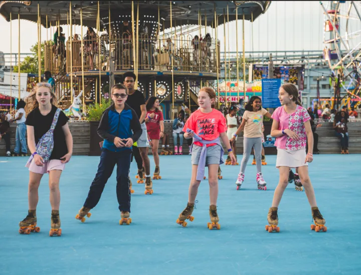 Children roller skating