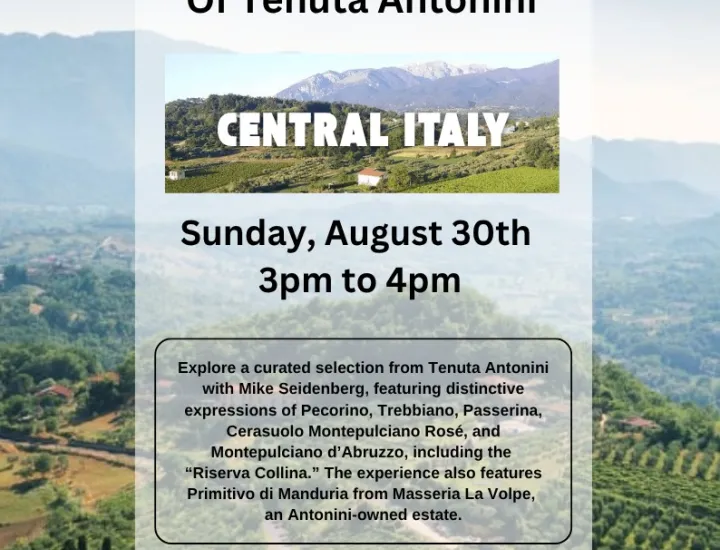 Flyer for Wine Class: Abrozzo Wines of Tentuta Antonini