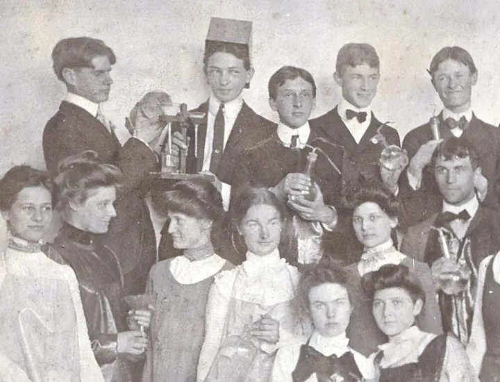 sepia photo of school group