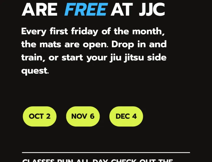 Free first friday Brazilian Jiu Jitsu event at JJC!