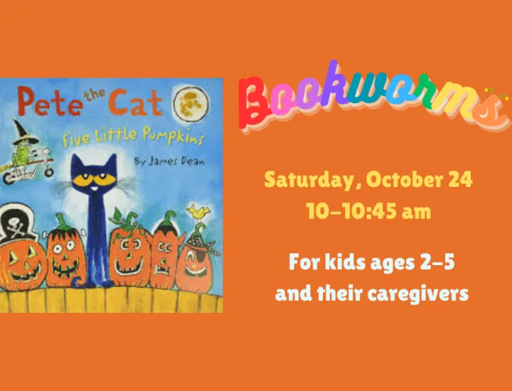 Cover art of Pete the Cat Five Little Pumpkins by James Dean and Bookworms class information.
