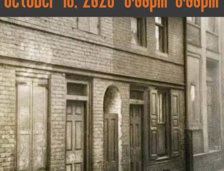 Two children sit outside of what would eventually become Elfreth's Alley Museum